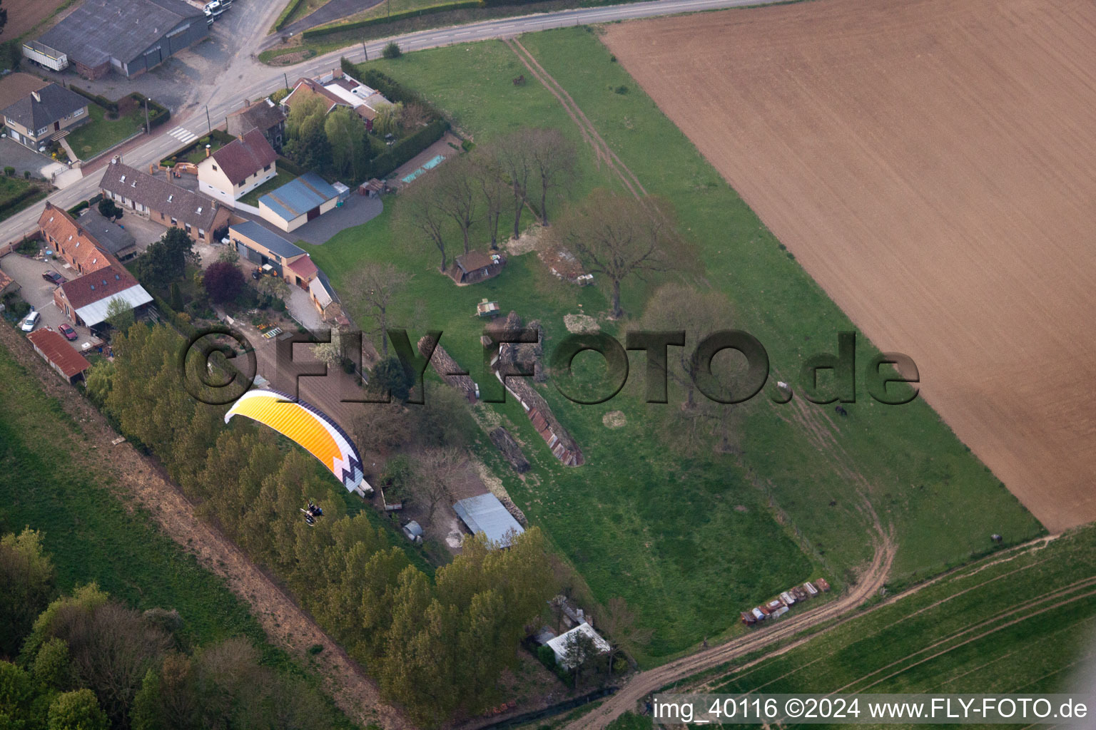 Aerial view of Chelers in the state Pas de Calais, France