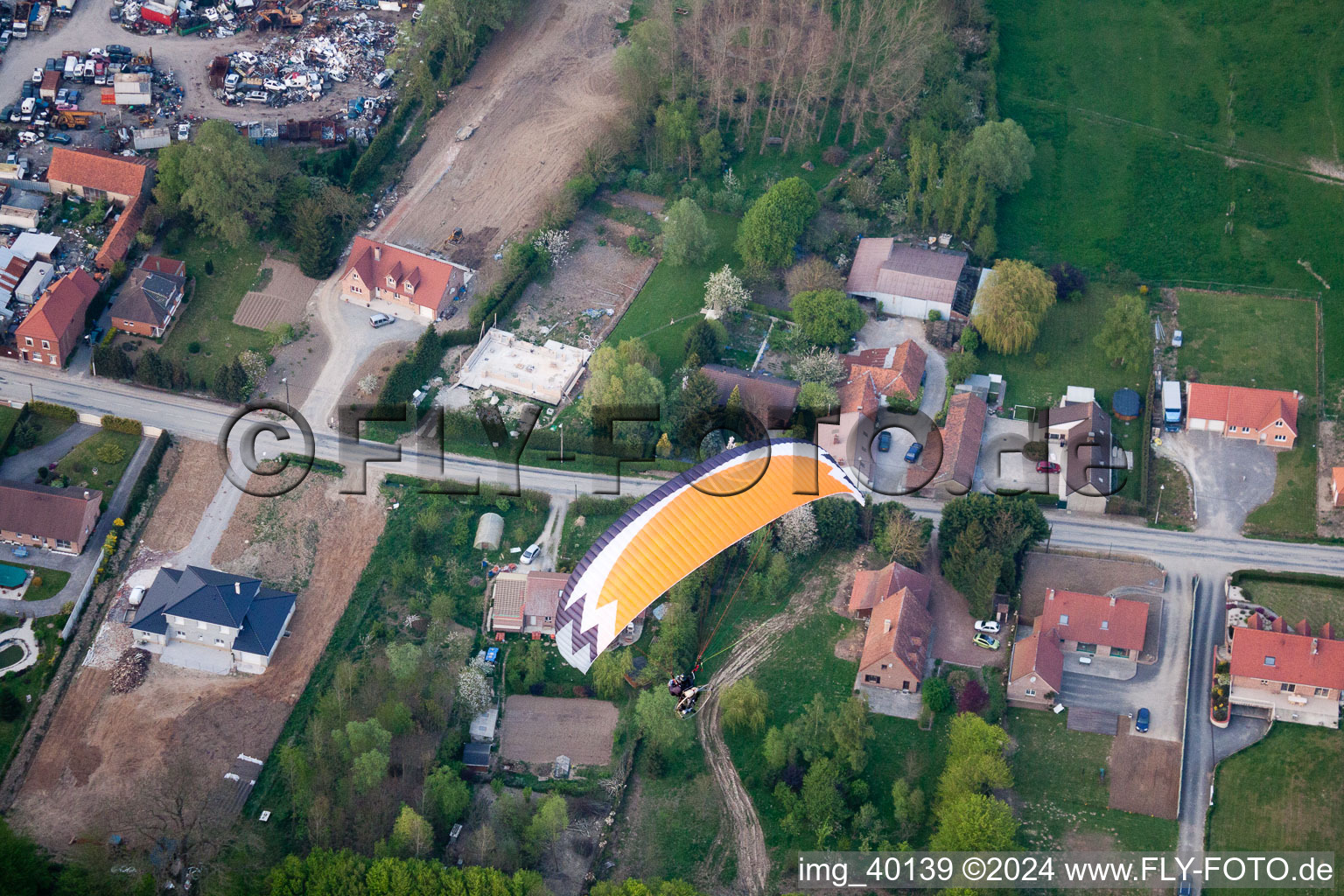 Aerial view of Audincthun in the state Pas de Calais, France