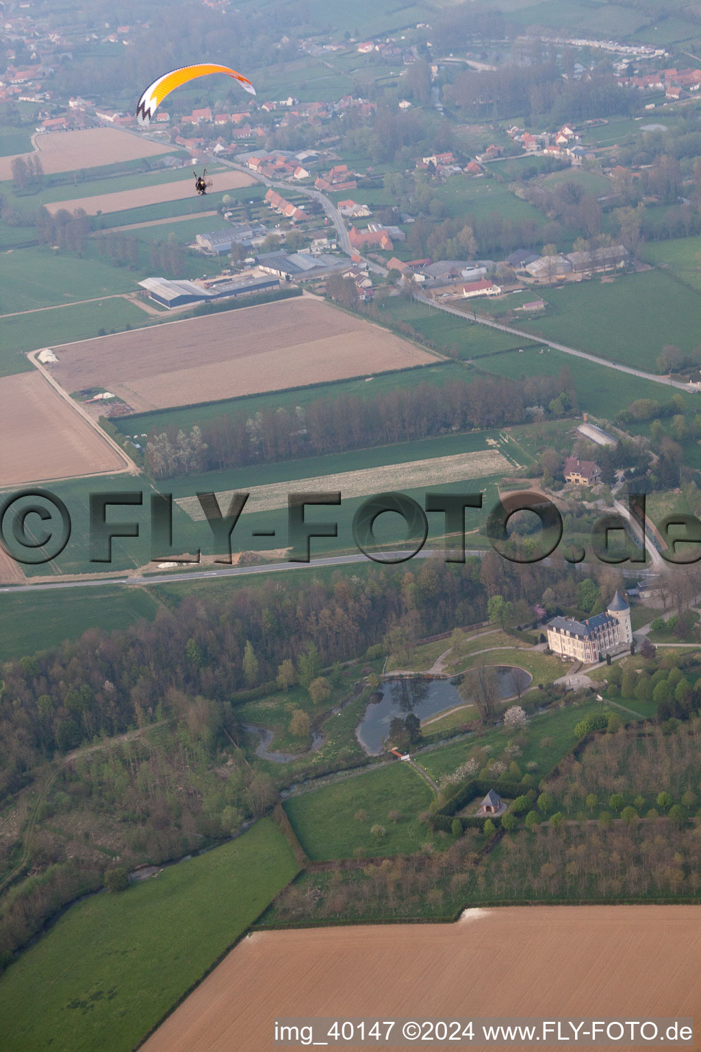 Aerial photograpy of Saint-Martin-d'Hardinghem in the state Pas de Calais, France