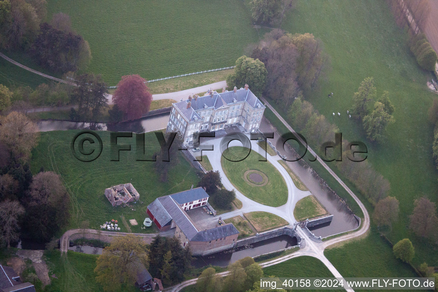 Aerial view of Colembert in the state Pas de Calais, France