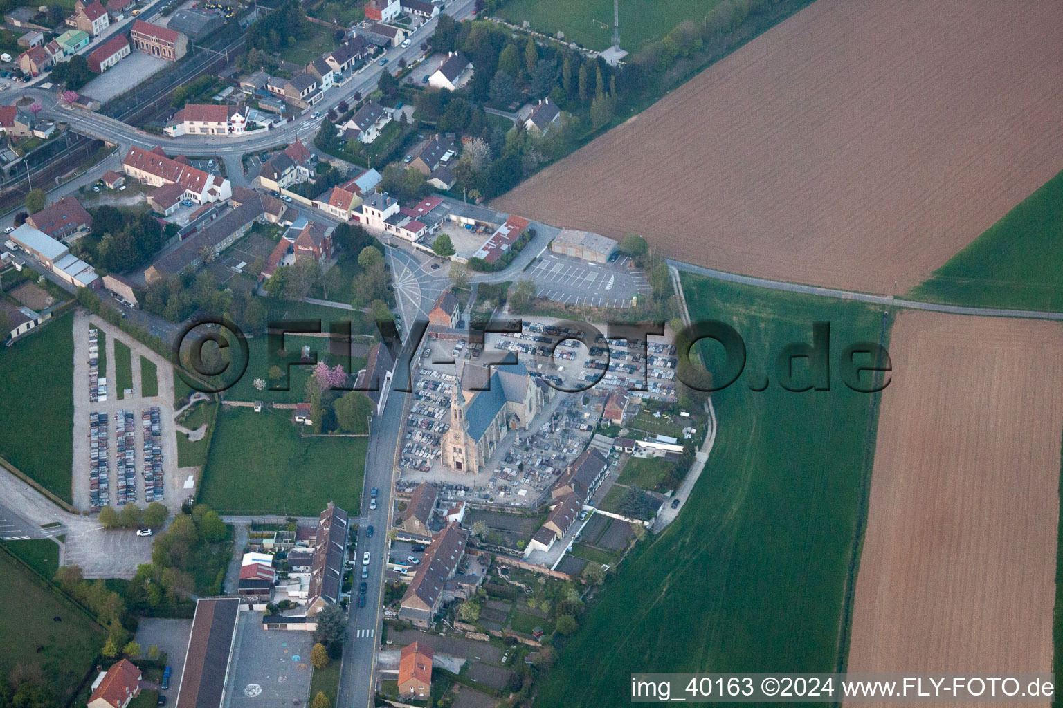 Aerial view of Rinxent in the state Pas de Calais, France