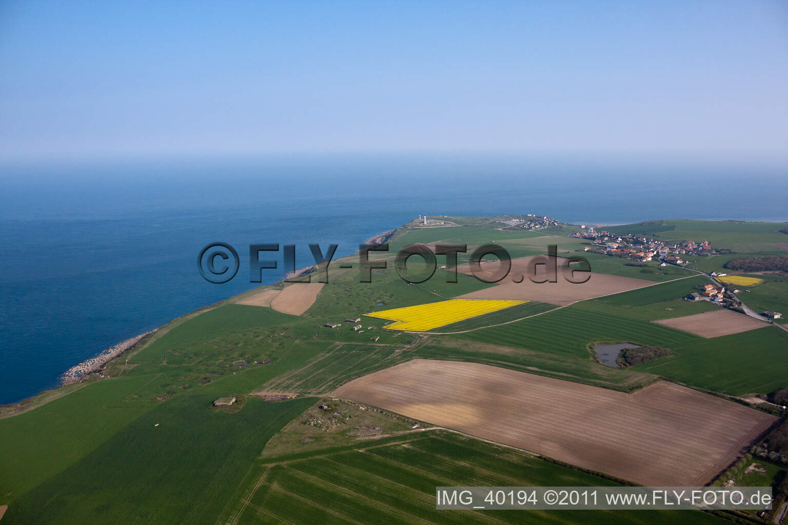 Aerial view of French coast of the channel Cap Le Gris Nez in Lille in Nord-Pas-de-Calais Picardy, France
