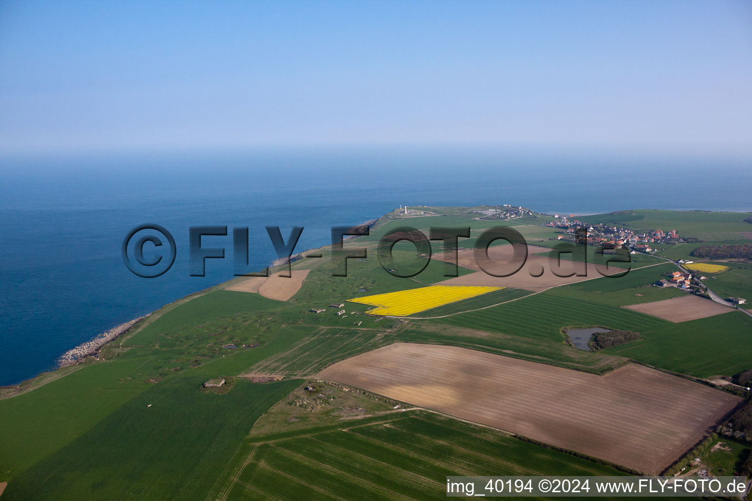 Aerial view of French coast of the channel Cap Le Gris Nez in Lille in Nord-Pas-de-Calais Picardy, France