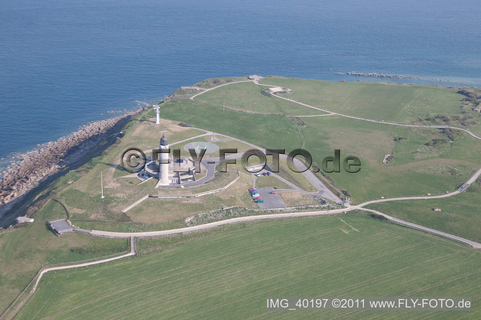 Aerial photograpy of French coast of the channel Cap Le Gris Nez in Lille in Nord-Pas-de-Calais Picardy, France