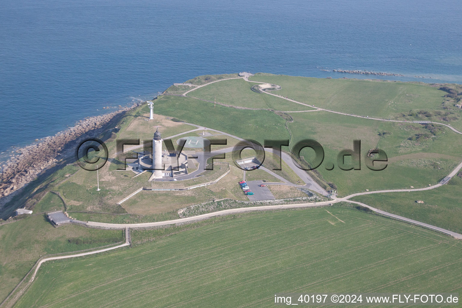 Oblique view of French coast of the channel Cap Le Gris Nez in Lille in Nord-Pas-de-Calais Picardy, France