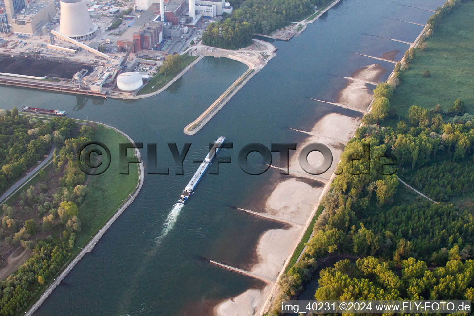 Harbour entrance in the district Daxlanden in Karlsruhe in the state Baden-Wuerttemberg, Germany