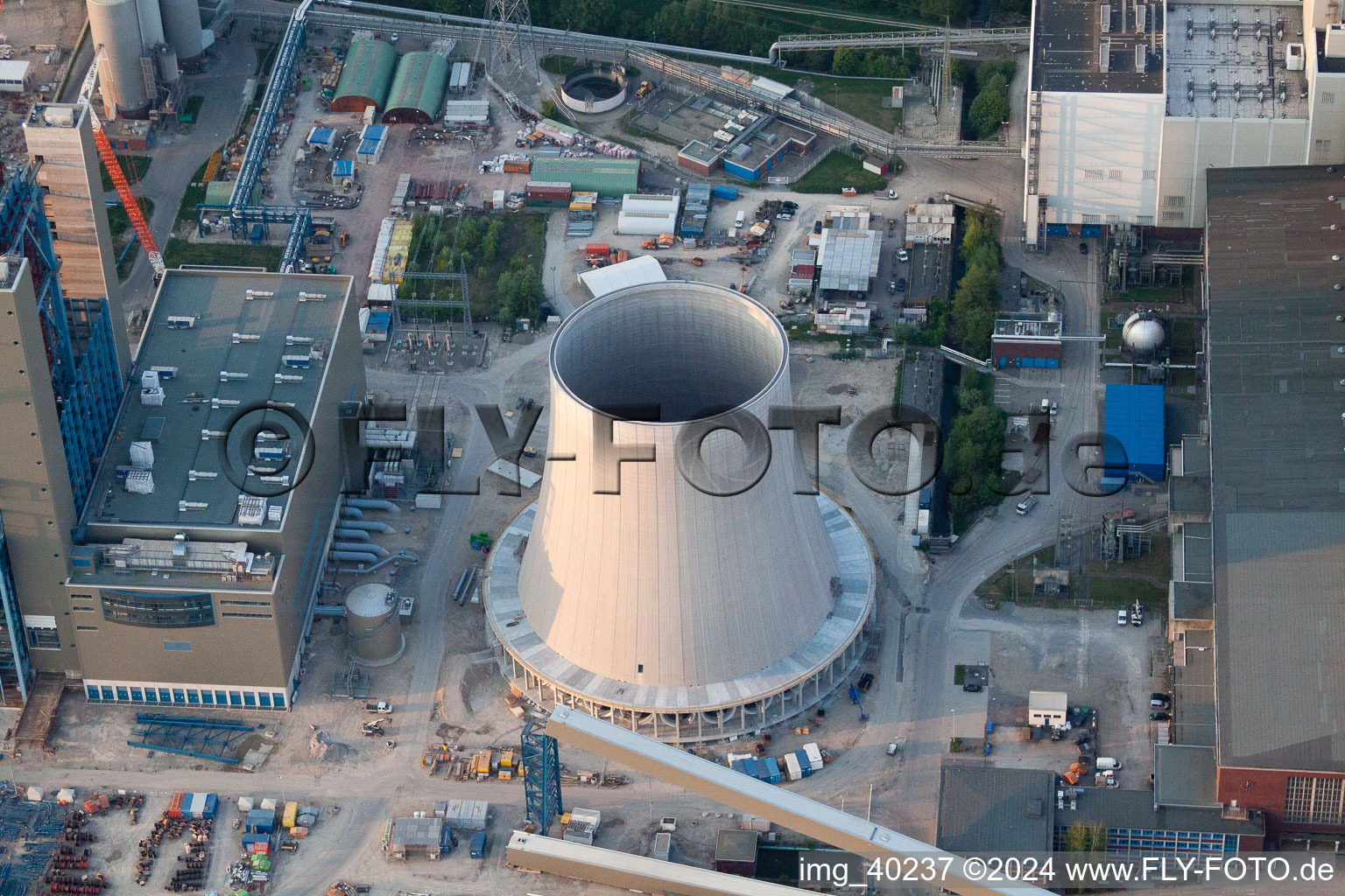 ENBW construction site in the district Rheinhafen in Karlsruhe in the state Baden-Wuerttemberg, Germany out of the air