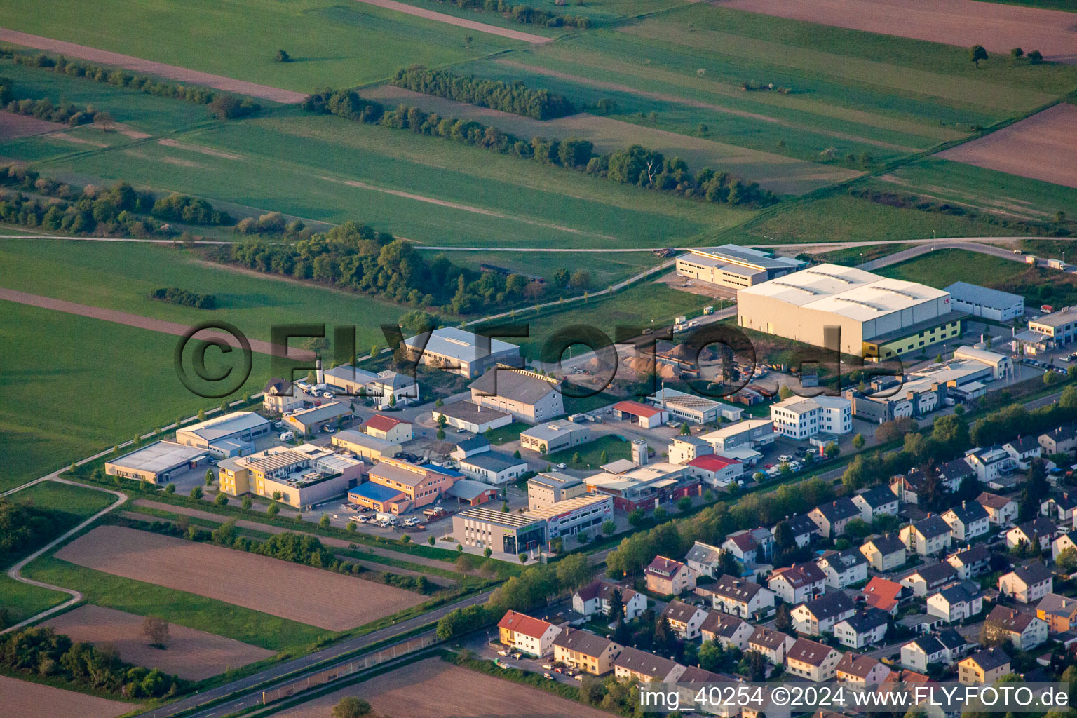 Aerial view of Business ring in the district Mörsch in Rheinstetten in the state Baden-Wuerttemberg, Germany