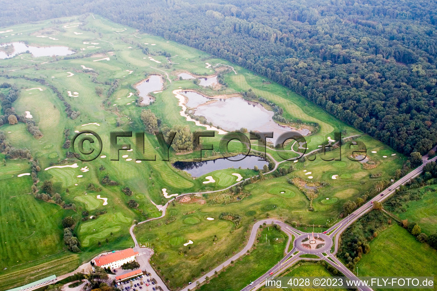 Aerial photograpy of Golf Club Landgut Dreihof SÜW in Essingen in the state Rhineland-Palatinate, Germany