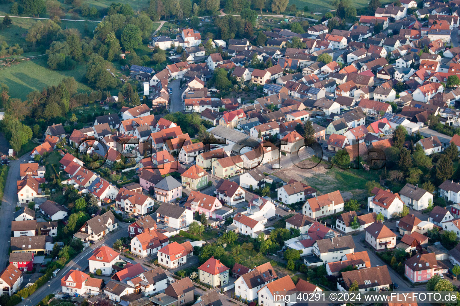 Aerial photograpy of Ötigheim in the state Baden-Wuerttemberg, Germany