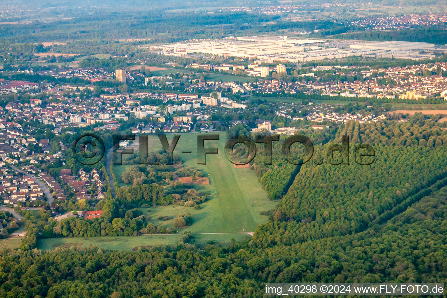 Aerial view of Gliding airfield from the north in Rastatt in the state Baden-Wuerttemberg, Germany