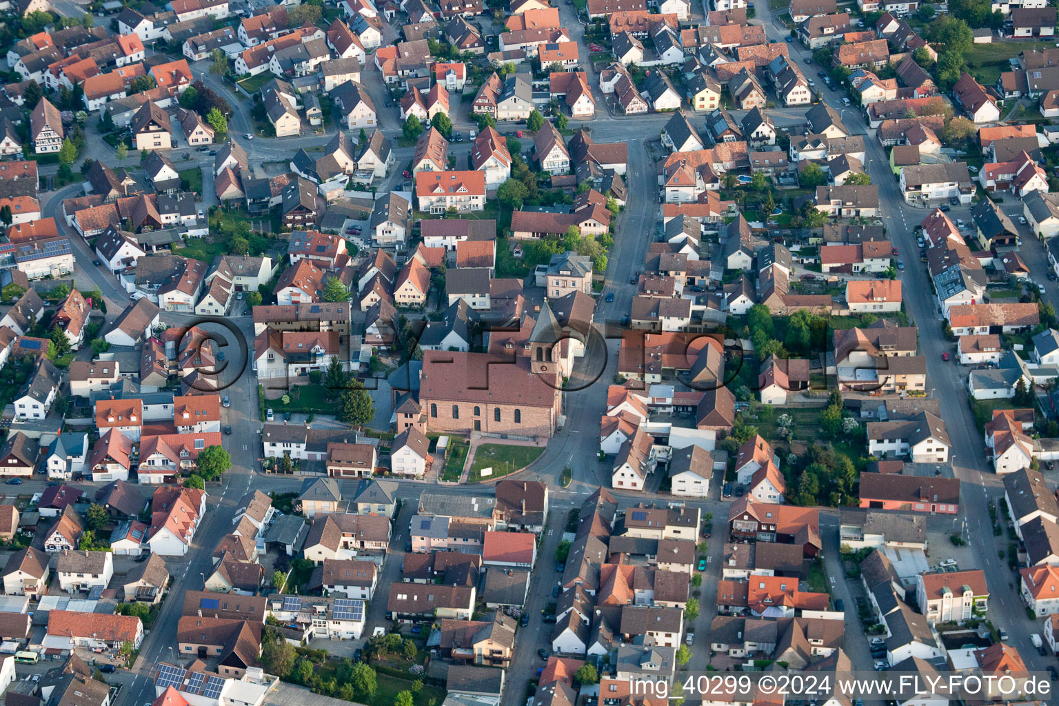 Ötigheim in the state Baden-Wuerttemberg, Germany from the plane