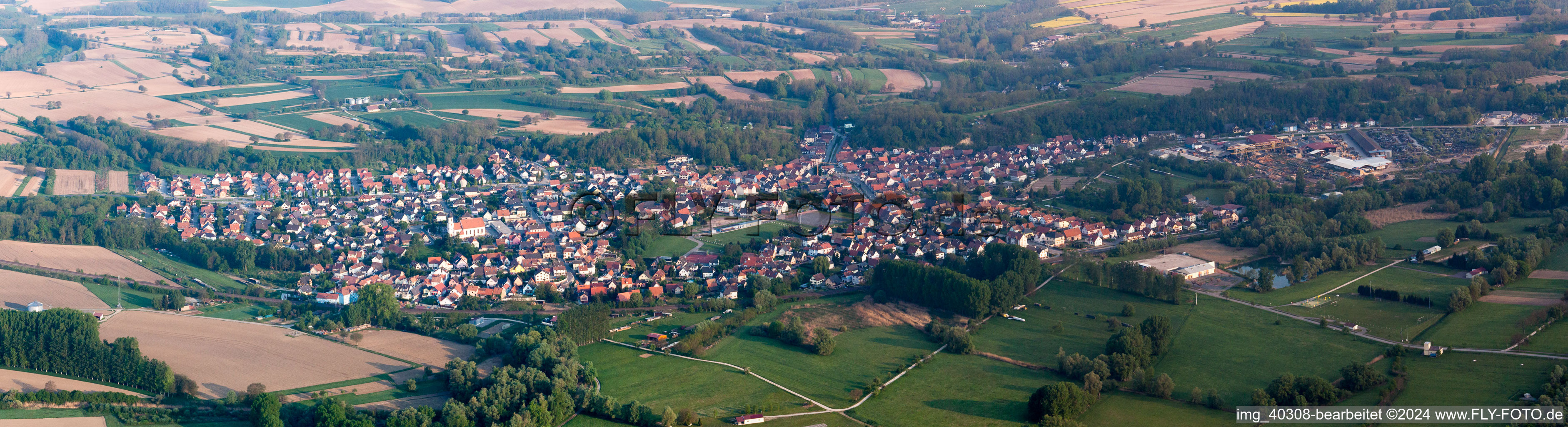 Panorama from the west in Mothern in the state Bas-Rhin, France