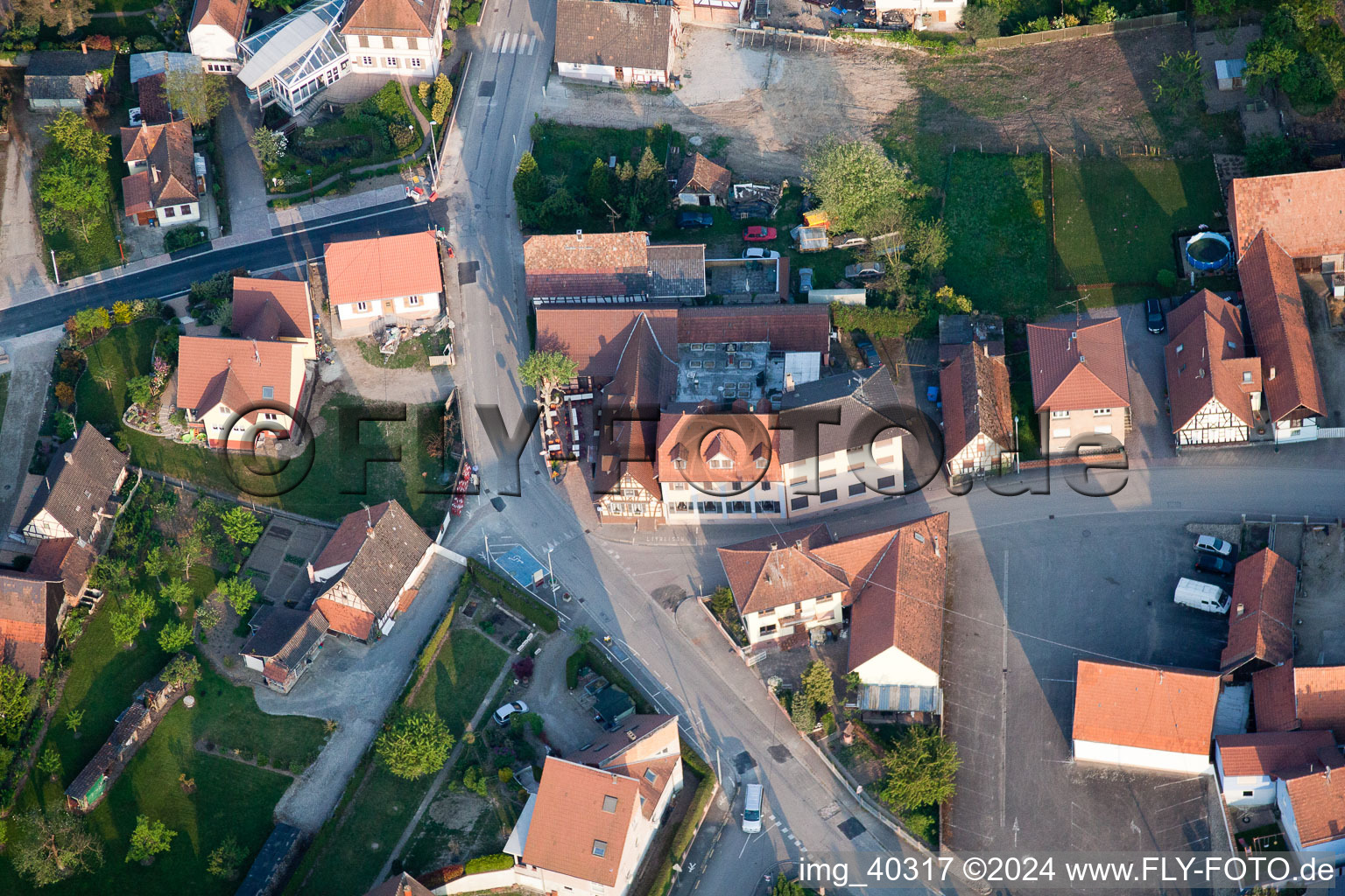 Munchhausen in the state Bas-Rhin, France from a drone