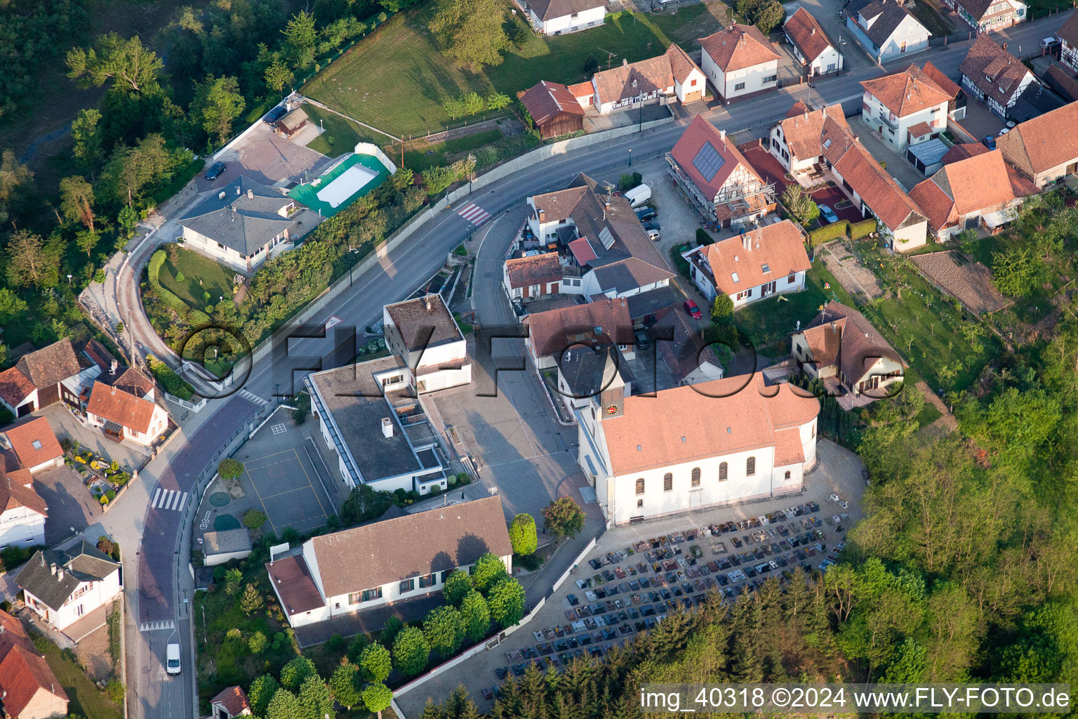 Munchhausen in the state Bas-Rhin, France seen from a drone