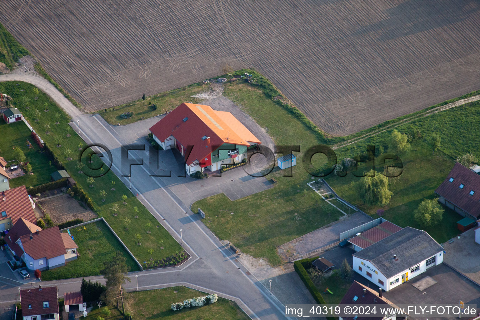 Aerial view of Munchhausen in the state Bas-Rhin, France