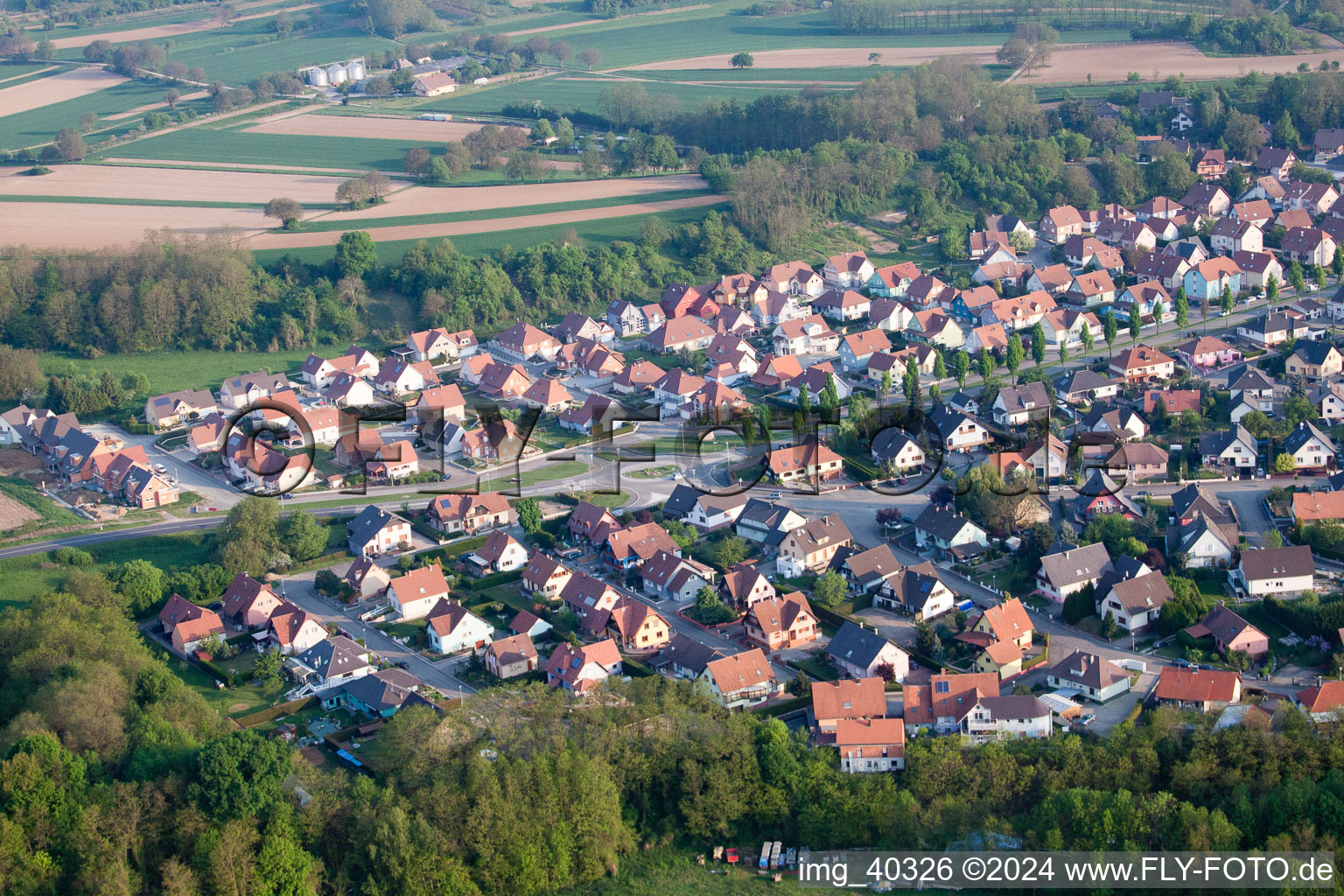 Munchhausen in the state Bas-Rhin, France from above