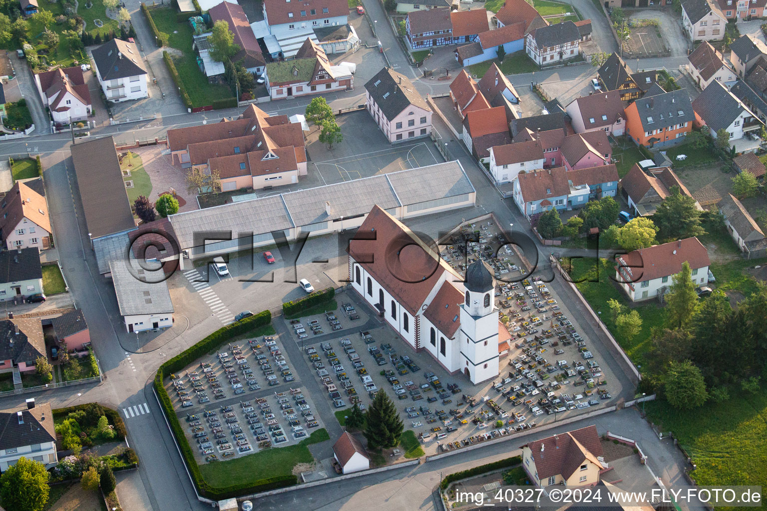 Church building and cemetery in Mothern in Alsace-Champagne-Ardenne-Lorraine, France