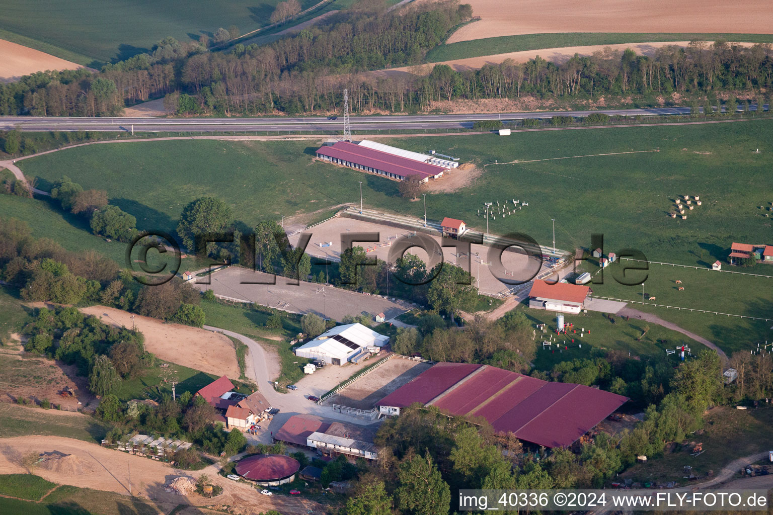 Aerial photograpy of Haras in Neewiller-près-Lauterbourg in the state Bas-Rhin, France