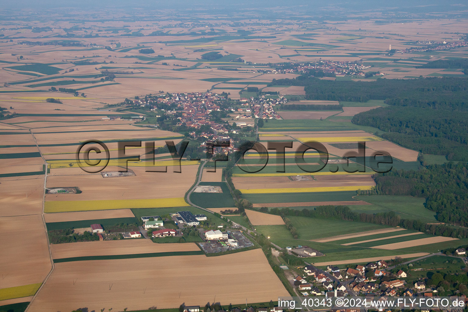 Bird's eye view of Niederlauterbach in the state Bas-Rhin, France