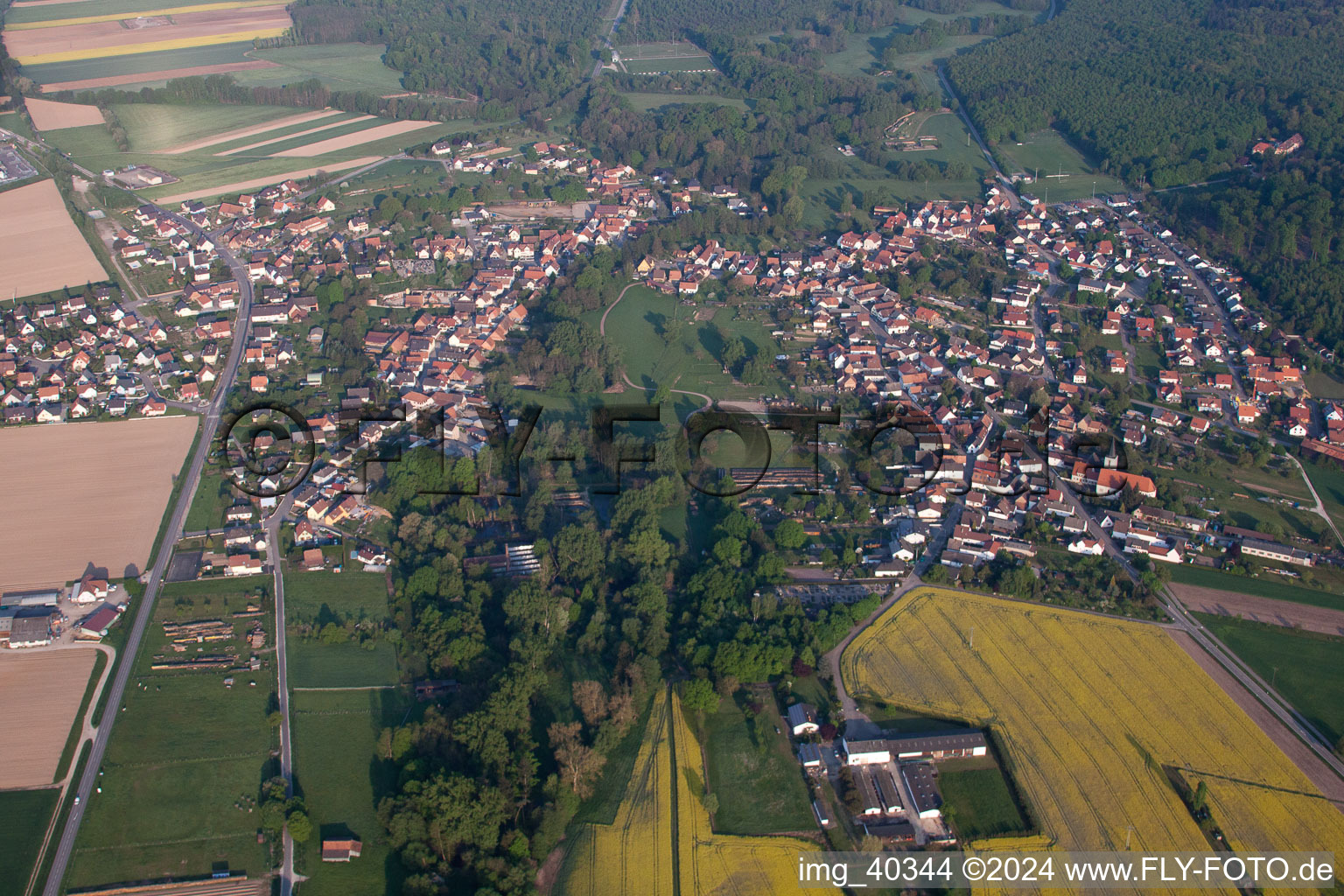 Scheibenhardt in the state Rhineland-Palatinate, Germany from the drone perspective