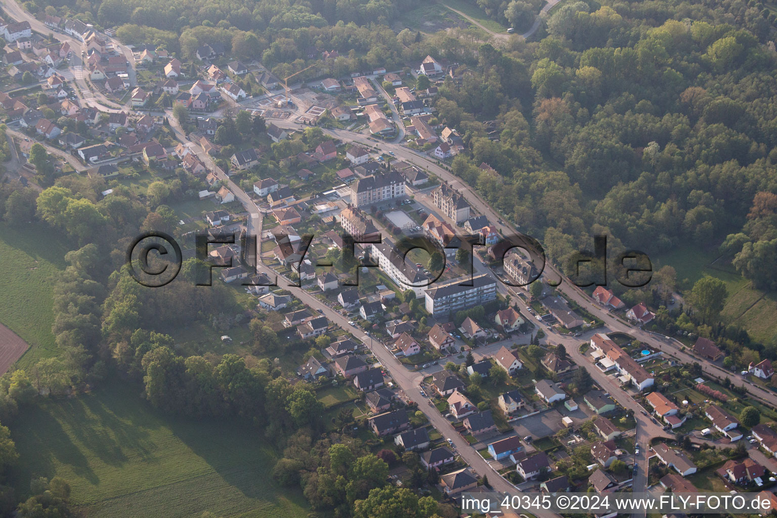 Bird's eye view of Lauterbourg in the state Bas-Rhin, France