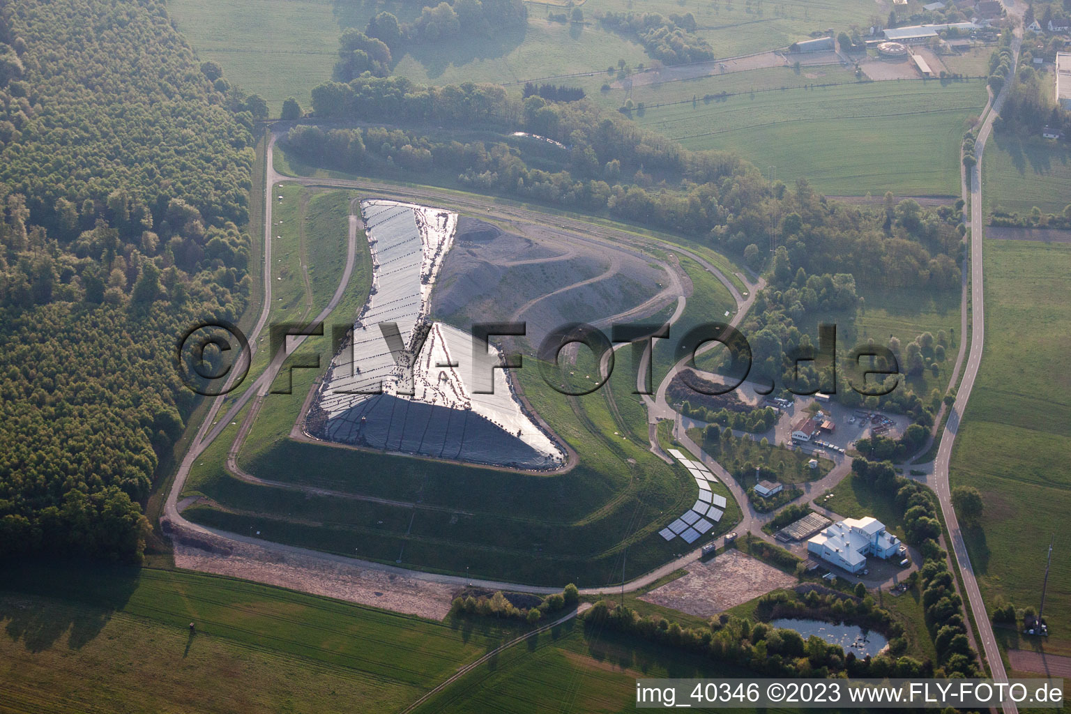 District landfill in Scheibenhardt in the state Rhineland-Palatinate, Germany seen from above