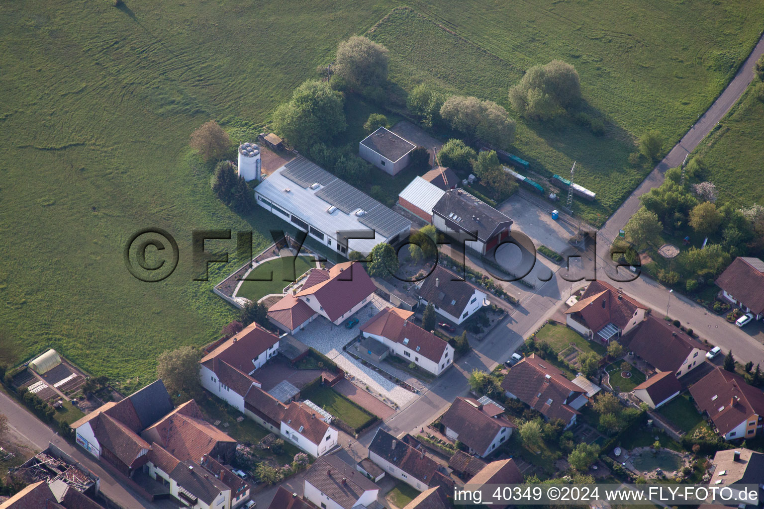 District Büchelberg in Wörth am Rhein in the state Rhineland-Palatinate, Germany from the drone perspective