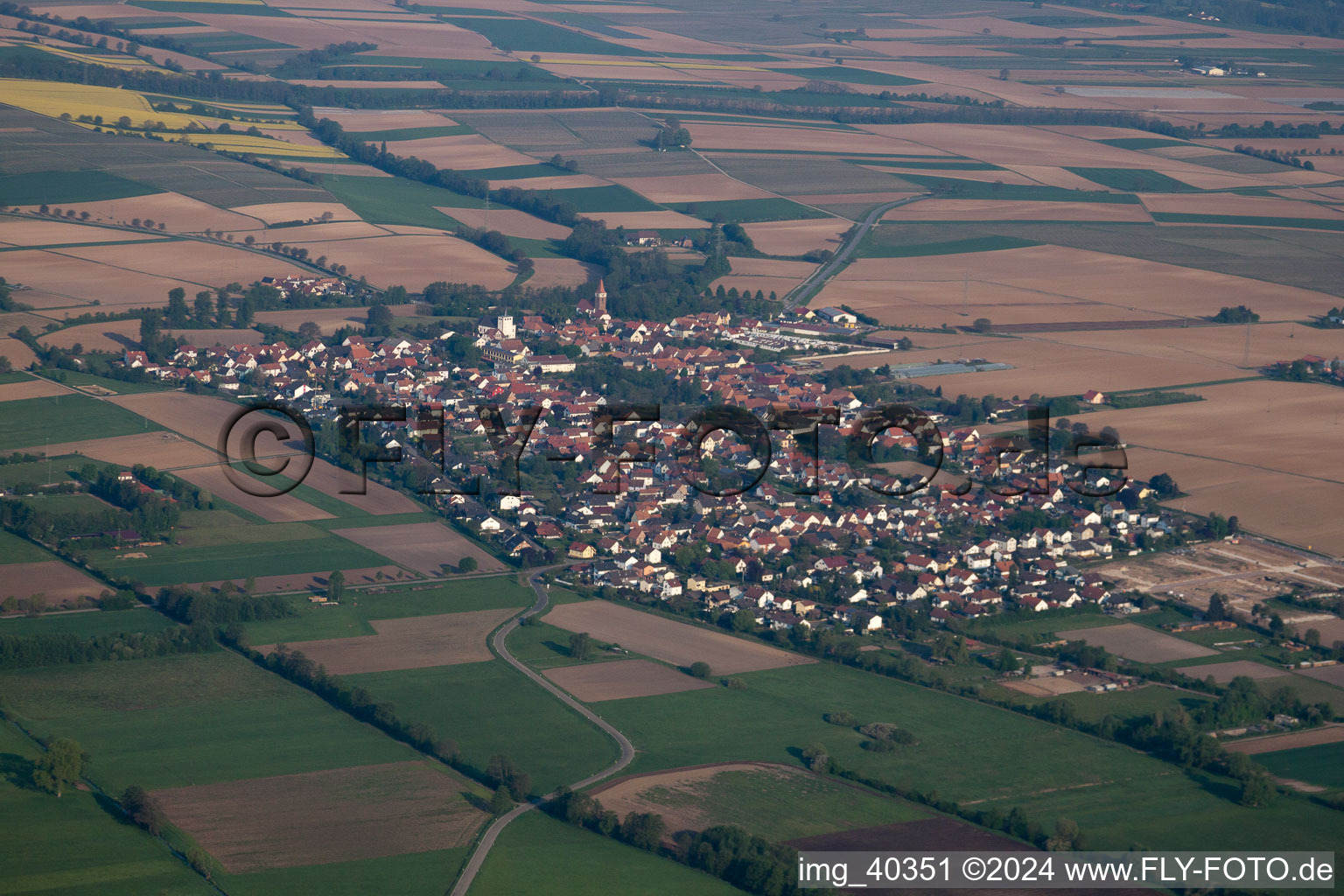 Minfeld in the state Rhineland-Palatinate, Germany viewn from the air