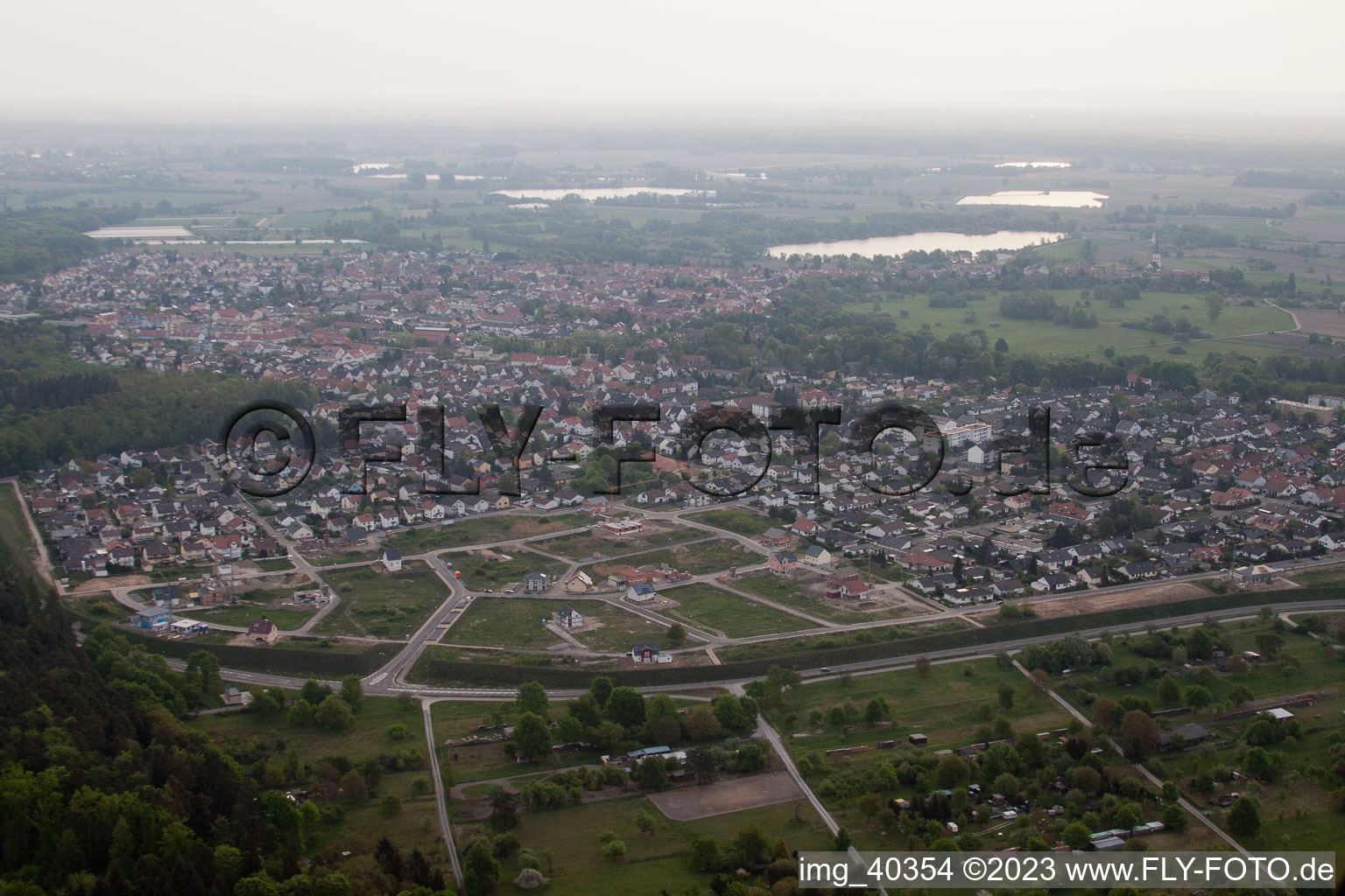 Jockgrim in the state Rhineland-Palatinate, Germany viewn from the air