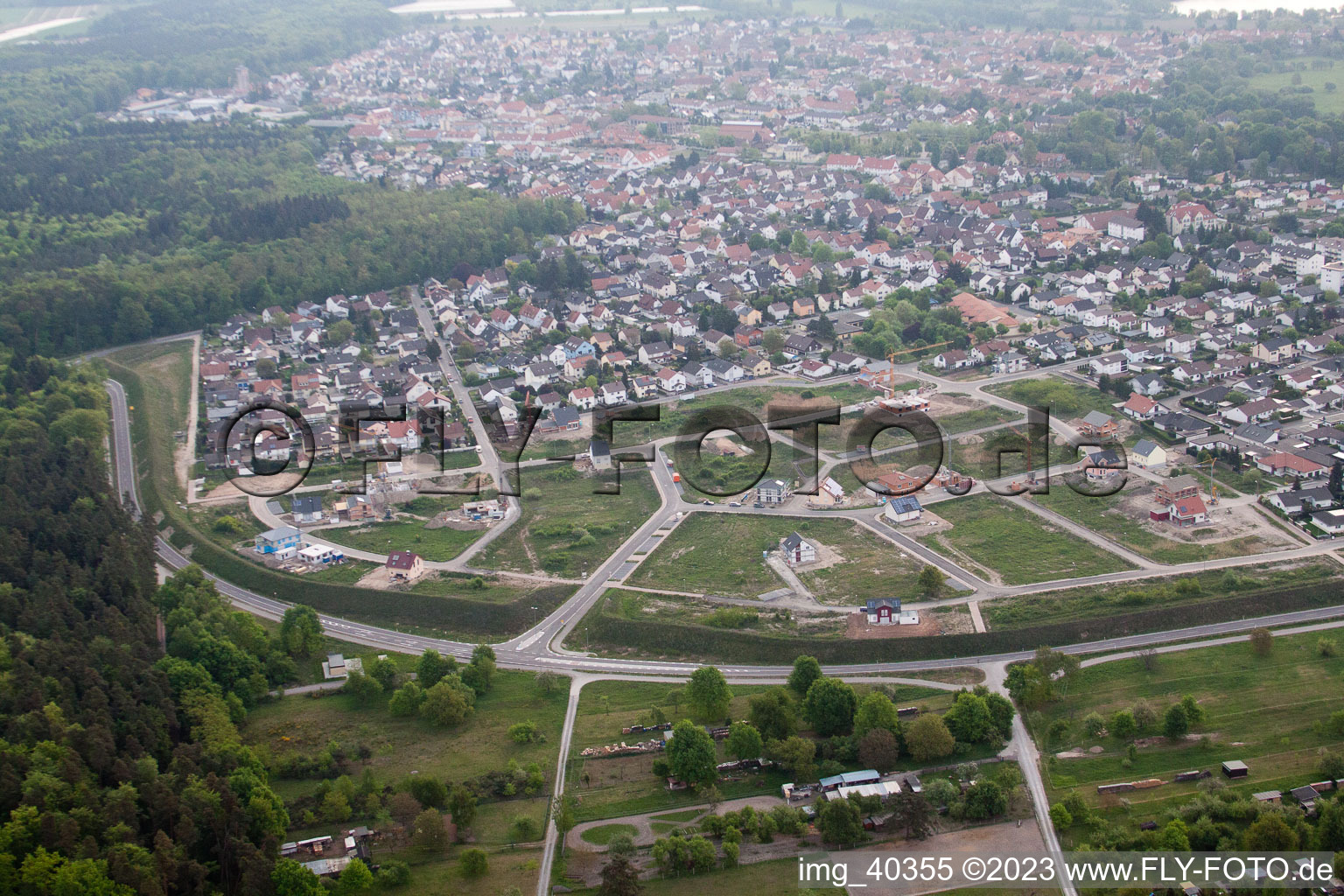 Drone recording of Jockgrim in the state Rhineland-Palatinate, Germany