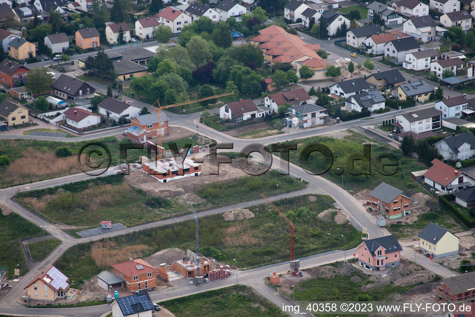 Jockgrim in the state Rhineland-Palatinate, Germany from a drone