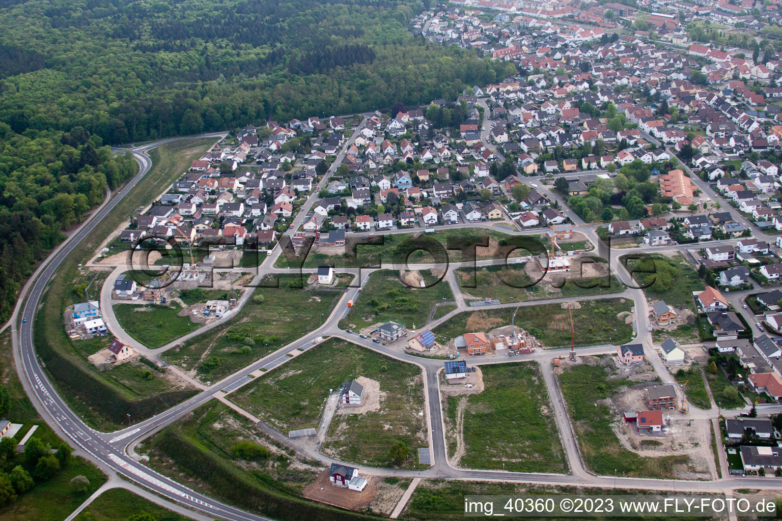 Aerial view of Jockgrim in the state Rhineland-Palatinate, Germany