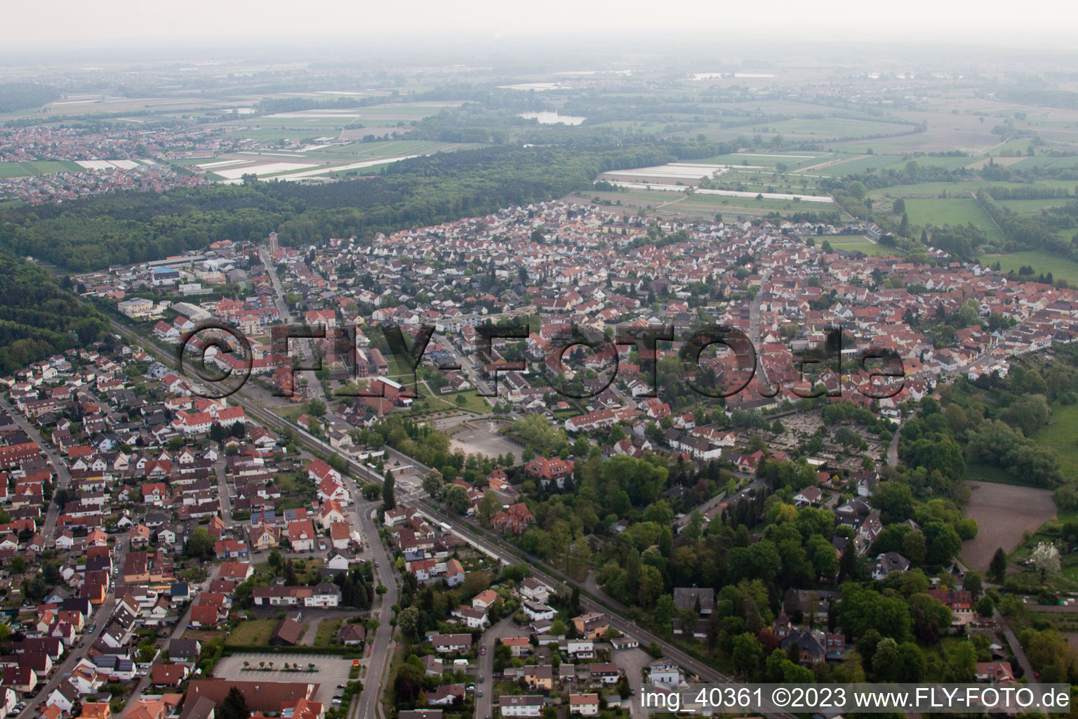 Aerial photograpy of Jockgrim in the state Rhineland-Palatinate, Germany