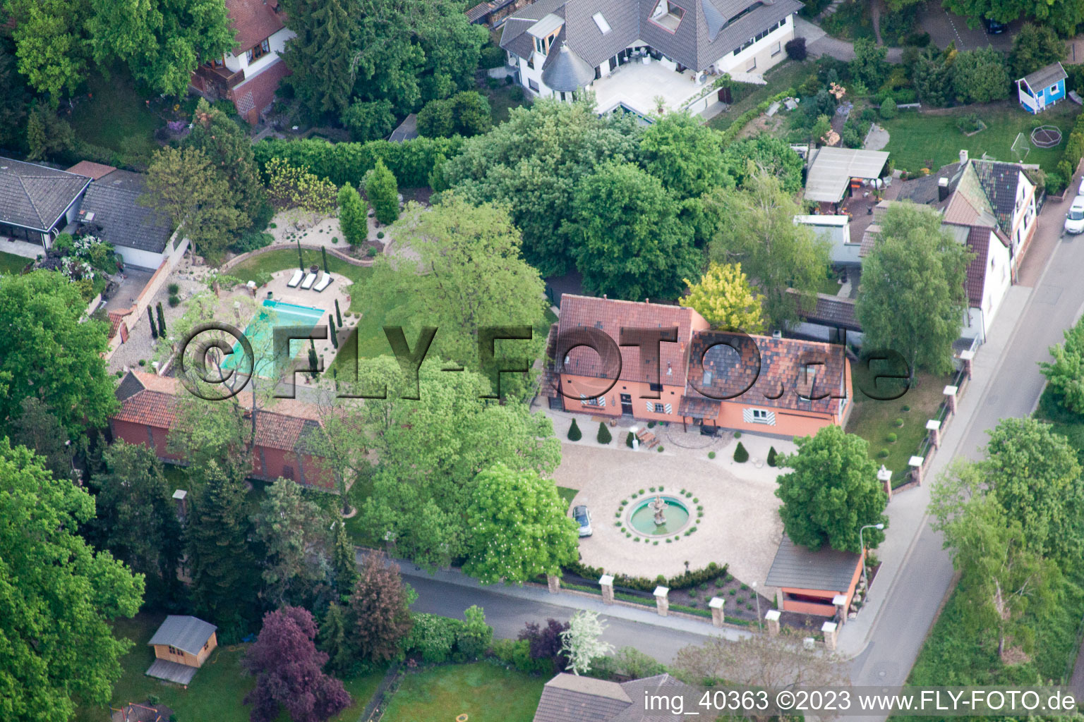 Jockgrim in the state Rhineland-Palatinate, Germany from above