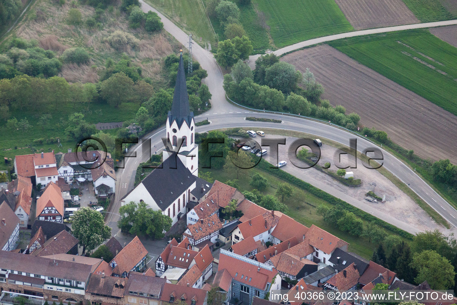 Jockgrim in the state Rhineland-Palatinate, Germany from the plane