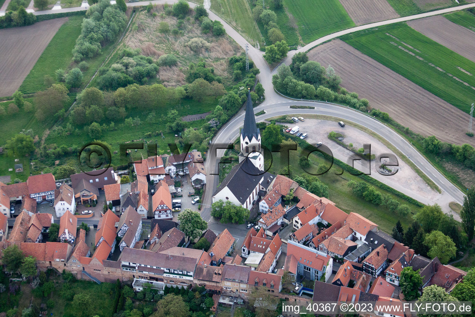 Bird's eye view of Jockgrim in the state Rhineland-Palatinate, Germany