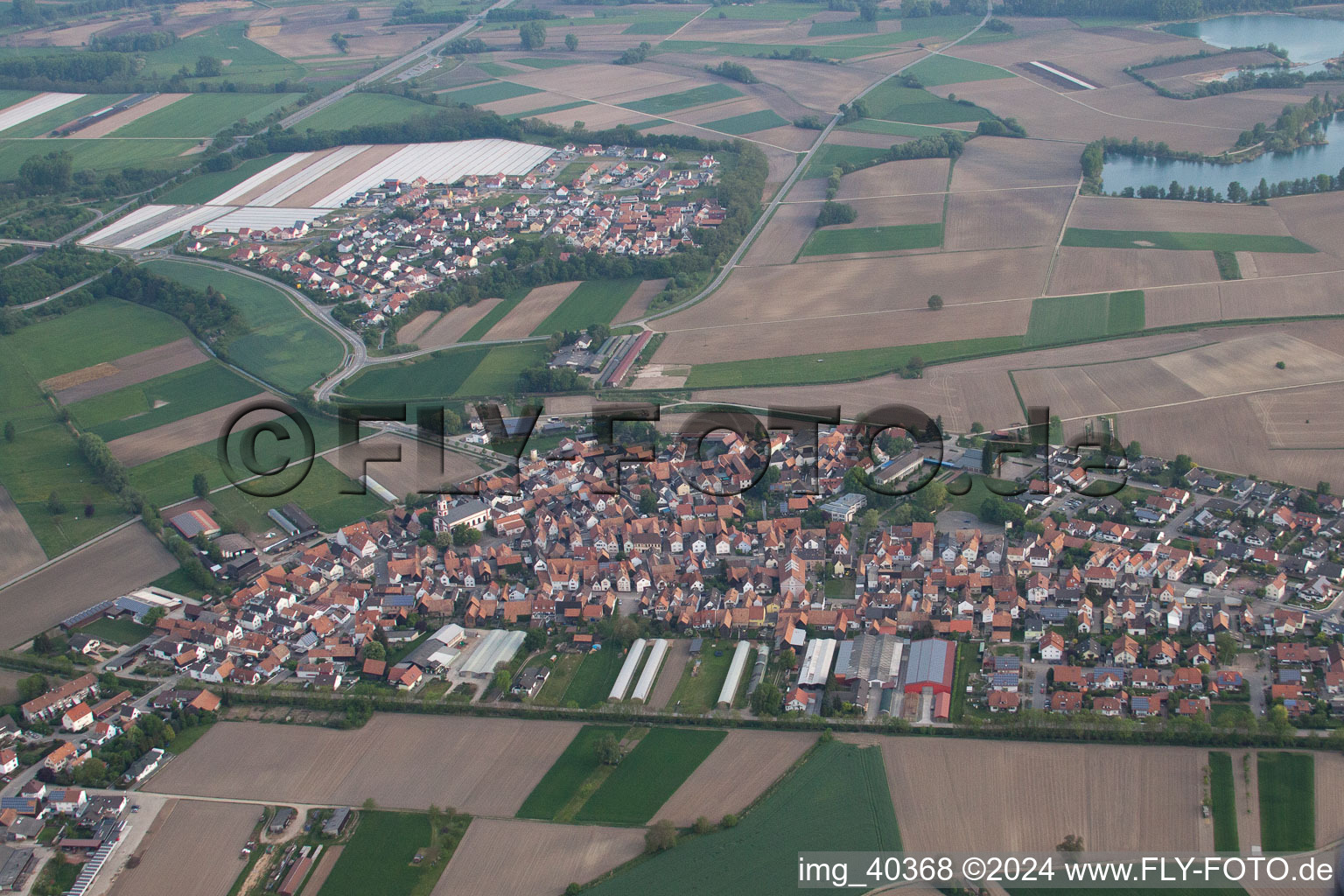 Neupotz in the state Rhineland-Palatinate, Germany from the plane