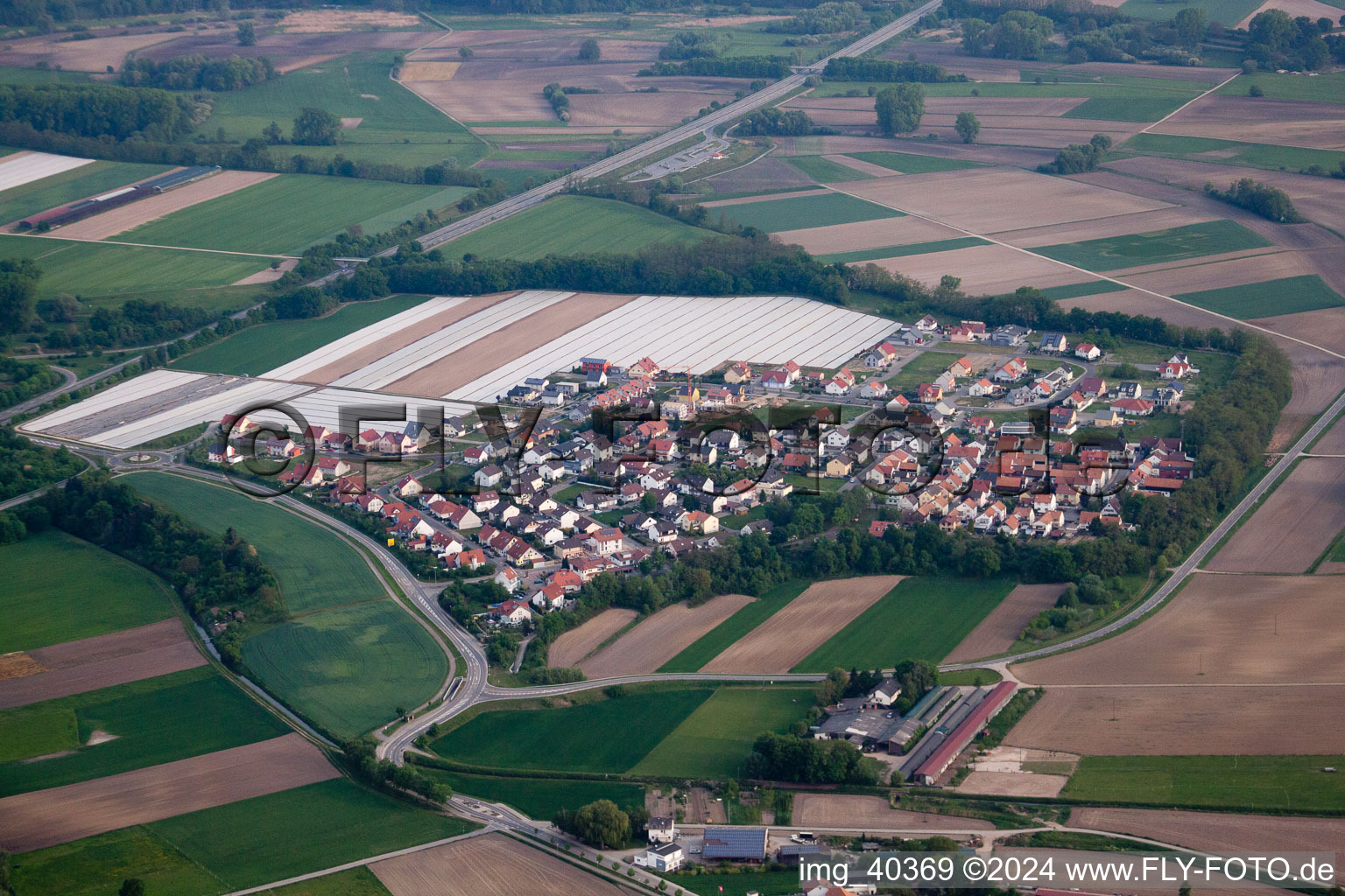 Bird's eye view of Neupotz in the state Rhineland-Palatinate, Germany