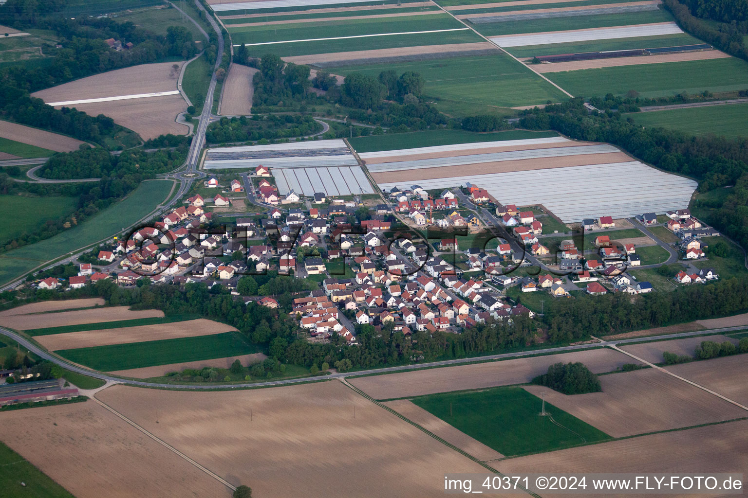 Neupotz in the state Rhineland-Palatinate, Germany viewn from the air