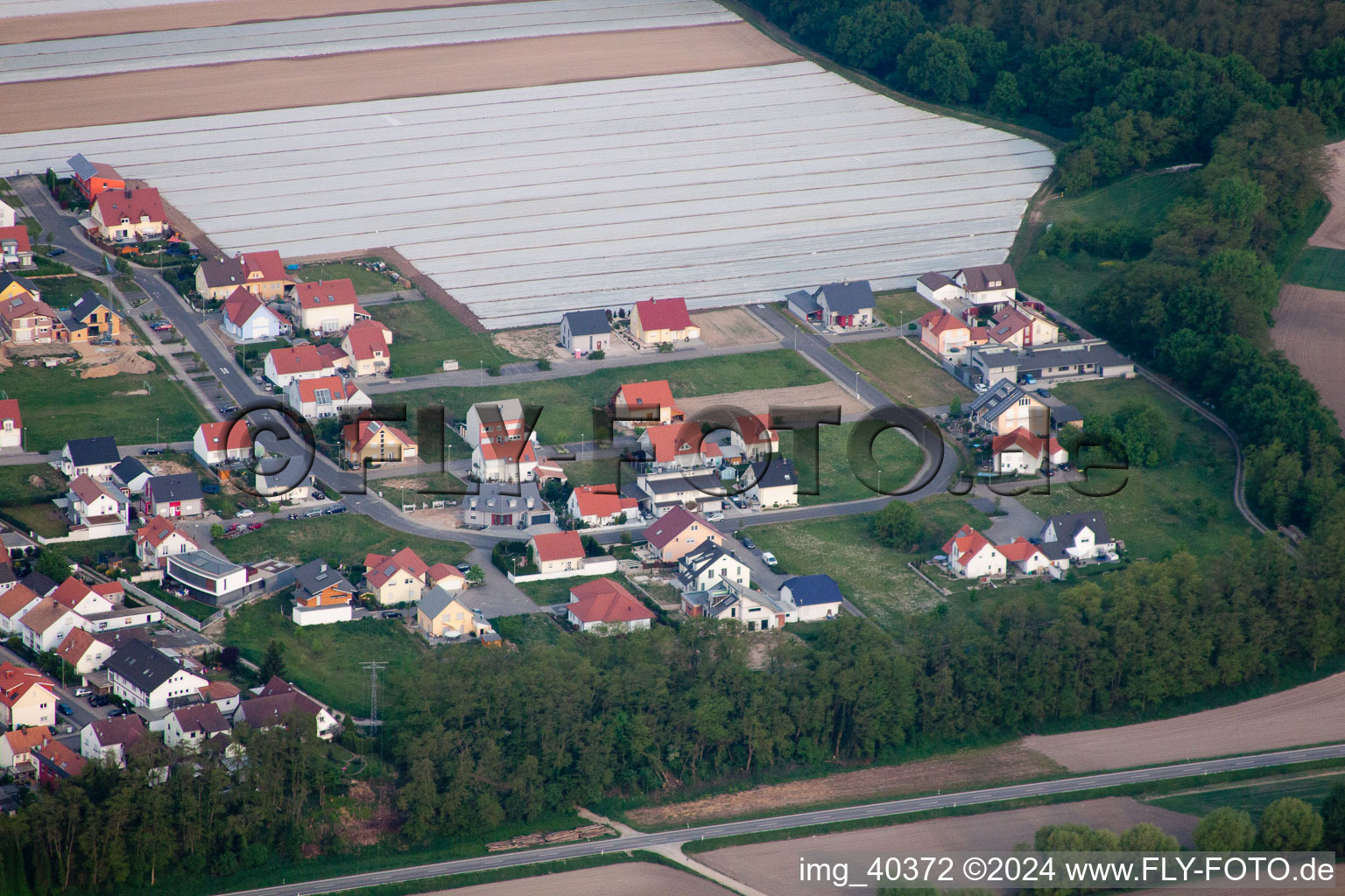 Drone recording of Neupotz in the state Rhineland-Palatinate, Germany