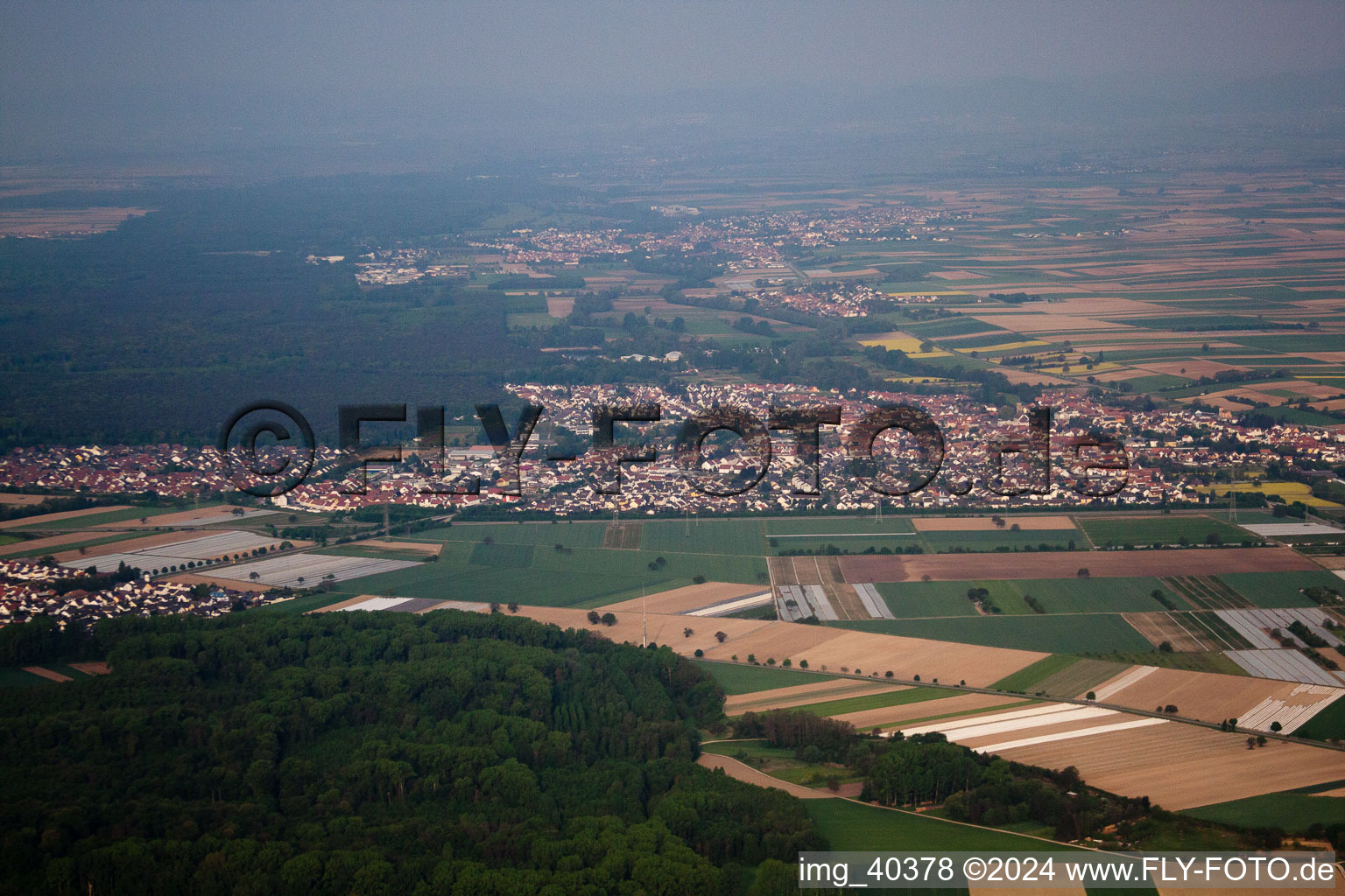 Oblique view of Rülzheim in the state Rhineland-Palatinate, Germany