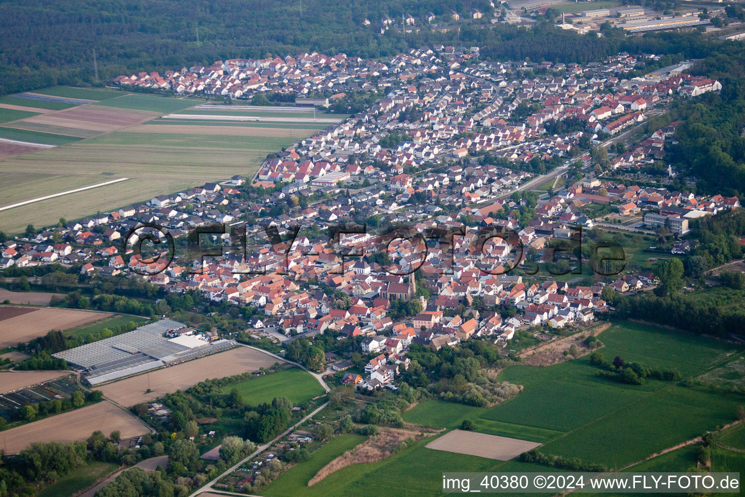 Drone recording of Germersheim in the state Rhineland-Palatinate, Germany