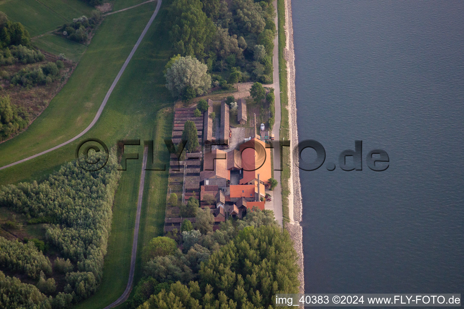 Drone recording of District Sondernheim in Germersheim in the state Rhineland-Palatinate, Germany