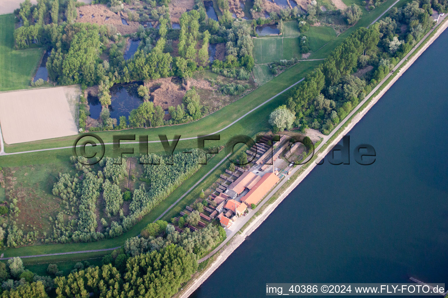 District Sondernheim in Germersheim in the state Rhineland-Palatinate, Germany from the drone perspective