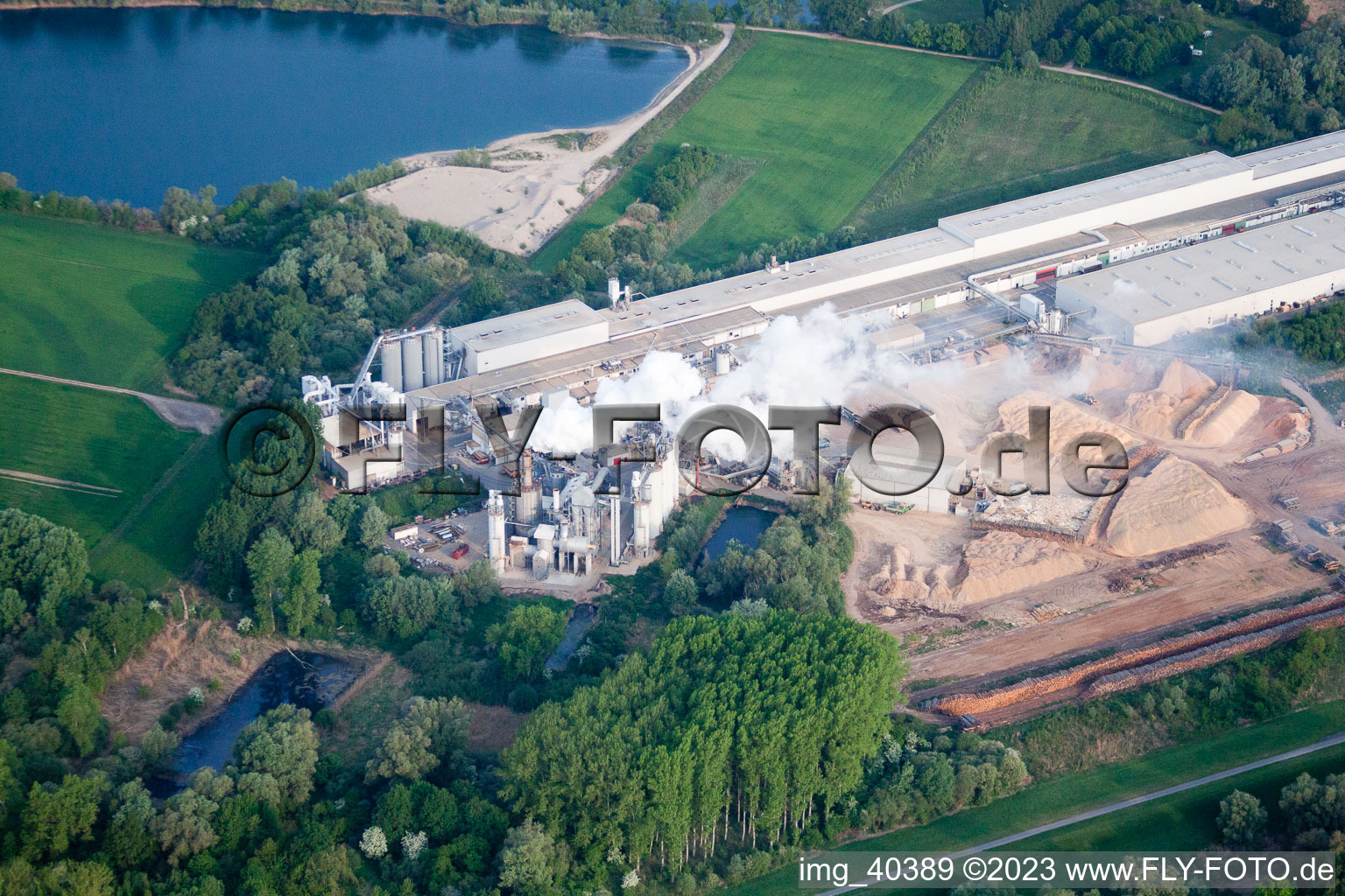 Oblique view of Nolde industrial area in Germersheim in the state Rhineland-Palatinate, Germany