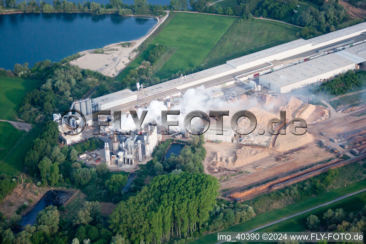 Nolde Industrial Area in Germersheim in the state Rhineland-Palatinate, Germany from above