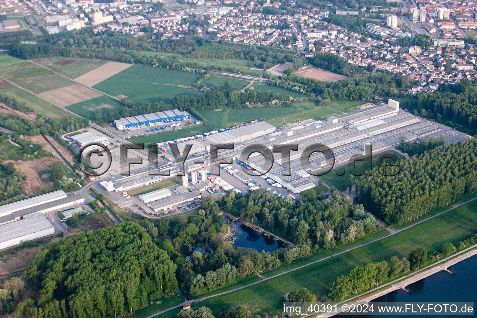 Nolde Industrial Area in Germersheim in the state Rhineland-Palatinate, Germany out of the air