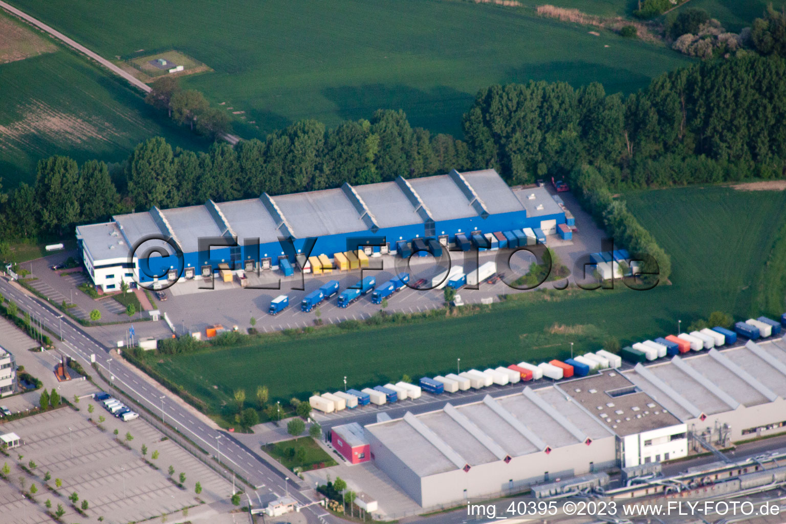 Nolde industrial area in Germersheim in the state Rhineland-Palatinate, Germany viewn from the air
