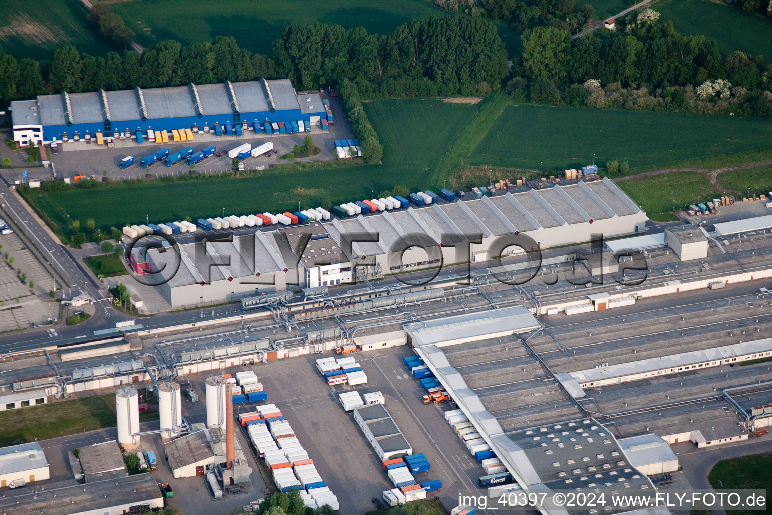 Drone image of Nolde Industrial Area in Germersheim in the state Rhineland-Palatinate, Germany